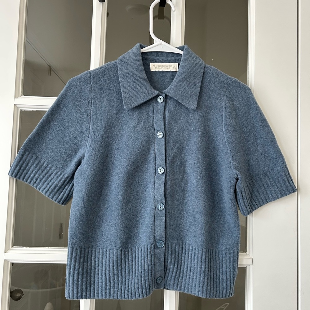Abercrombie & Fitch Blue Wool-Blend Cardigan Small